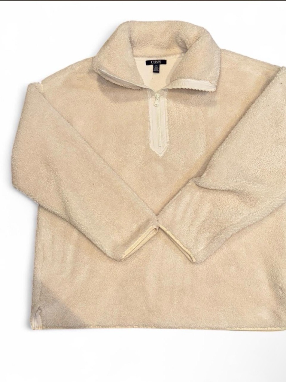 Chaps Men's Cream Sherpa Half-Zip Pullover Sweater